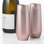 Corkcicle Stemless Champagne Flutes, Set of 2, Rose Metallic