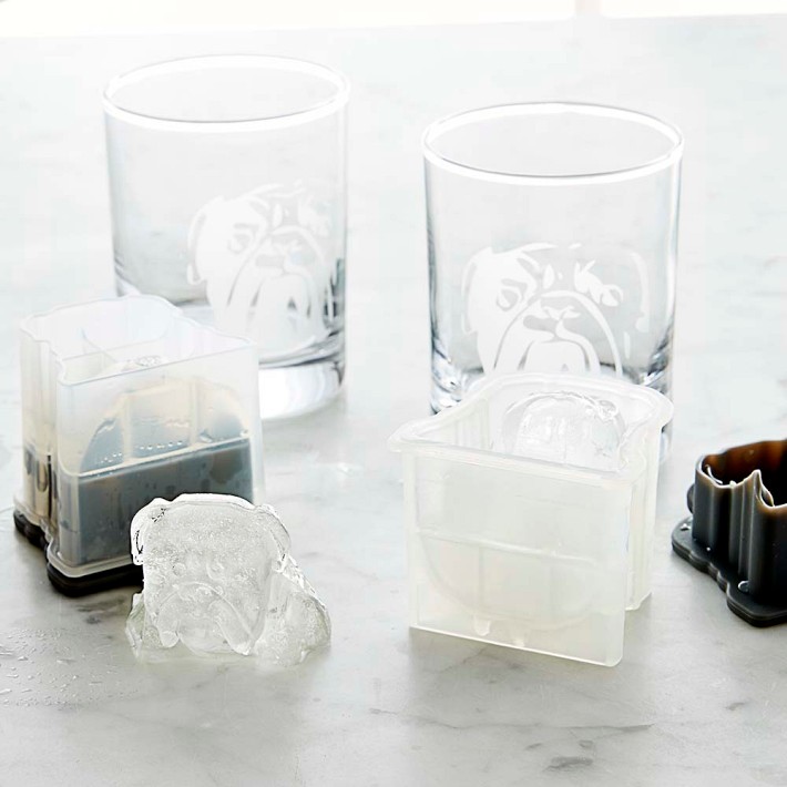 Bulldog Etched Glass & Ice Mould Set