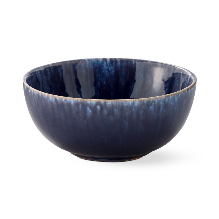 4 Cyprus Reactive Glaze Cereal Bowls, Blue