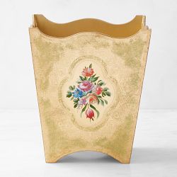 Florentine Wood Wastebasket, Light Green