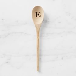 Wood Burnished Monogram Spoon, E
