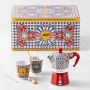 Bialetti Moka Dolce & Gabbana 2-Cup + 2 Espresso Cups & Stirrers, Carretto