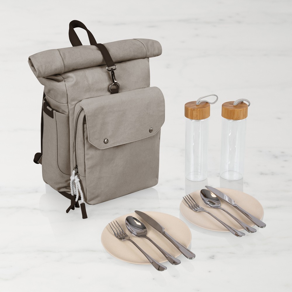 Carmel Roll Top Picnic Backpack Cooler, Gray