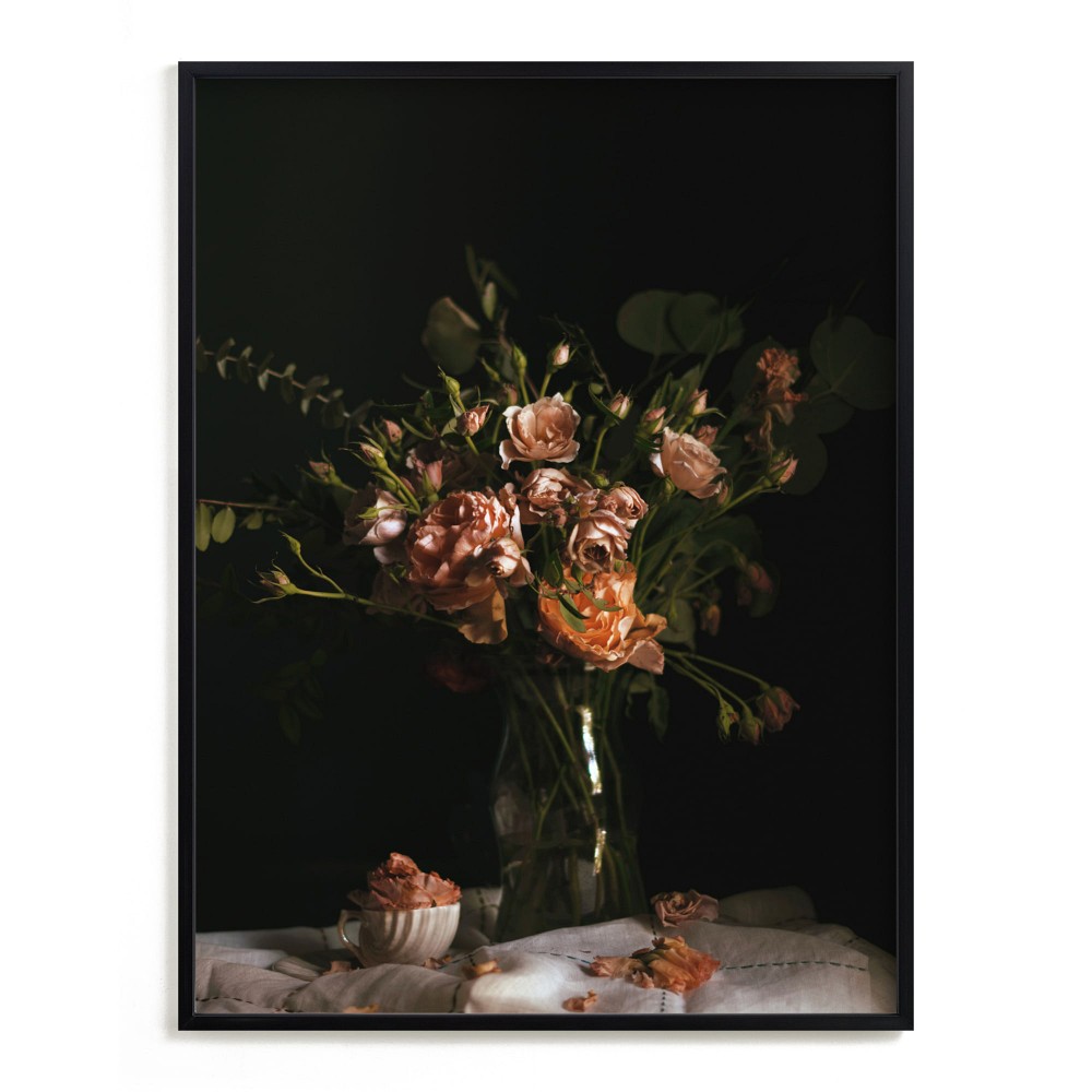 OPEN BOX: Minted Moody Floral Still Life Katie Buckman, Rich Black Wood Frame, Full Bleed, 30x40