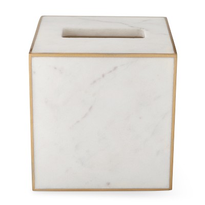 White Marble and Brass Tissue Holder