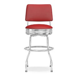 Cushion-Back Diner Stool, 24&quot;, Dark Red