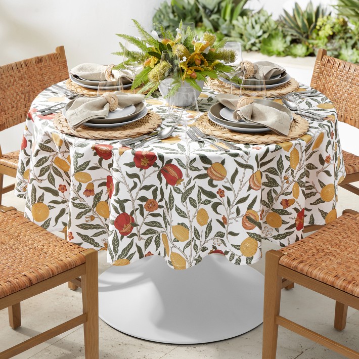 Morris & Co. x Williams Sonoma Outdoor Fruit Round Tablecloth, 70" Round