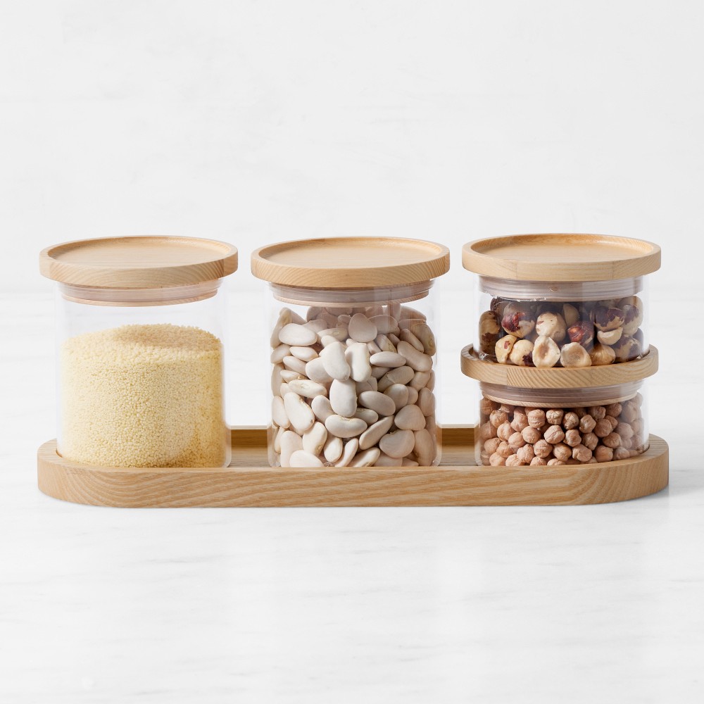 Hold Everything Stacking Round Jar Set with Tray Set of 5 Ashwood