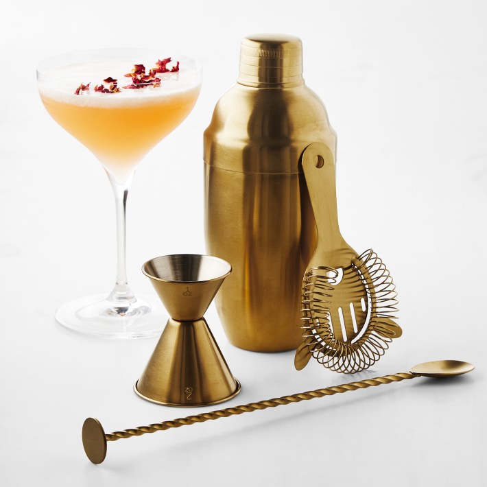 Williams Sonoma Classic Bar Tools Set - Antique Brass