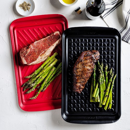 Grill Prep Trays, Set of 2, Large, Red & Black