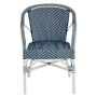 French Bistro Dining Armchair, Aluminum, White, Navy/White