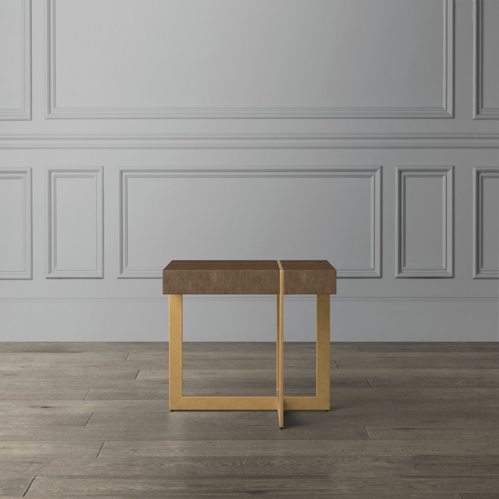 Kosa Side Table, Mocha, Antique Brass
