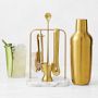 Williams Sonoma Encore Bar Tool Set with Marble Stand & Shaker, Antique Brass