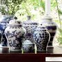 Blue &amp; White Ginger Jar with Lid,  12&quot; Urn