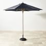 10' Round Outdoor Larnaca Teak Umbrella, Navy Canopy