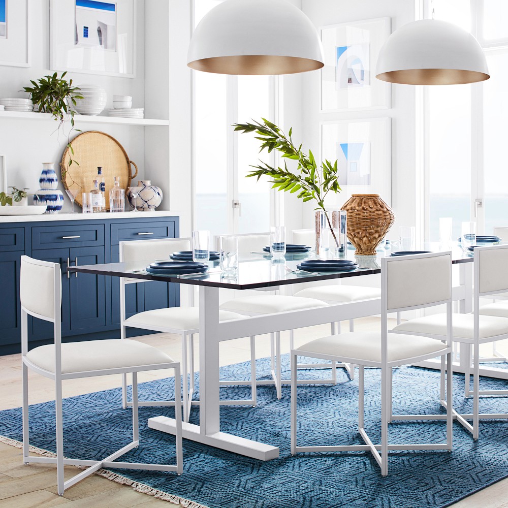 Madrid Dome Pendant: Gesso, Metal, White