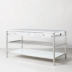 Modular Double Kitchen Island with Marble Top (72&quot;)