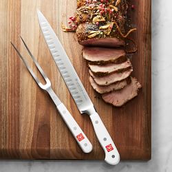 W&#252;sthof Classic White Carving Knife &amp; Meat Fork Set