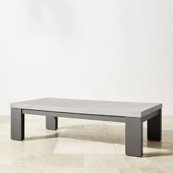 Larnaca Outdoor Slate Grey Metal Fiberstone Coffee Table (60&quot;)