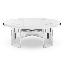 Soho Round Coffee Table, Acrylic, Polished Nickel