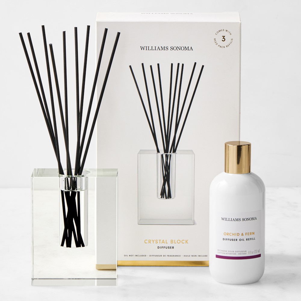 Home Fragrance Orchid & Fern Diffuser Refill and Crystal Block Diffuser Set