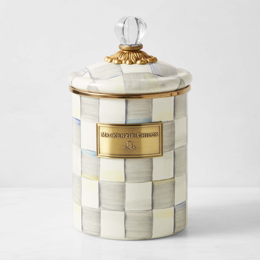 Large MacKenzie-Childs Sterling Check Canister