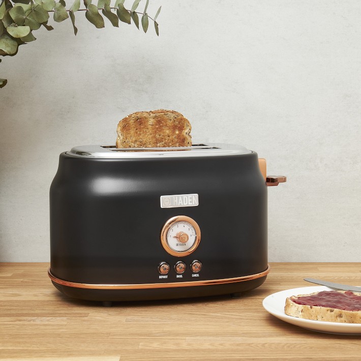 Haden Dorset 2-Slice Wide Slot Stainless-Steel Toaster (Black and Copper)
