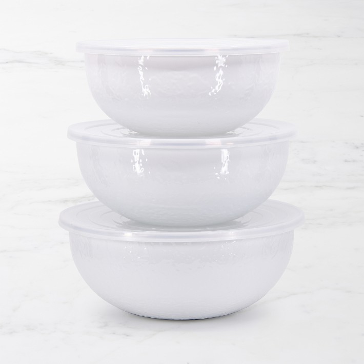 Golden Rabbit Enamel Mixing Bowls, Set of 3