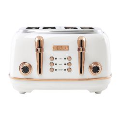 OPEN BOX: Haden Heritage 4-Slice Wide Slot Toaster, Ivory & Copper