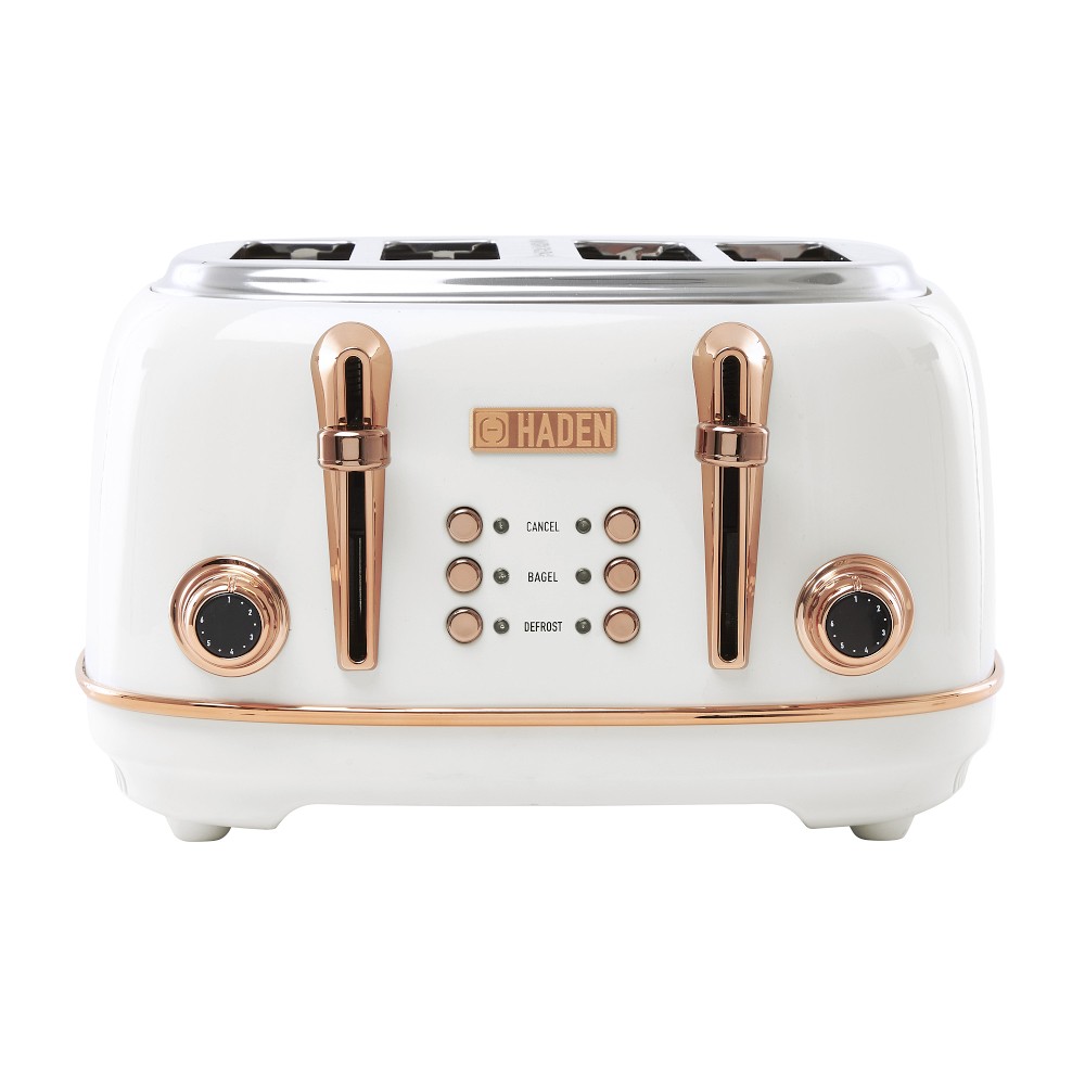 OPEN BOX: Haden Heritage 4-Slice Wide Slot Toaster, Ivory & Copper