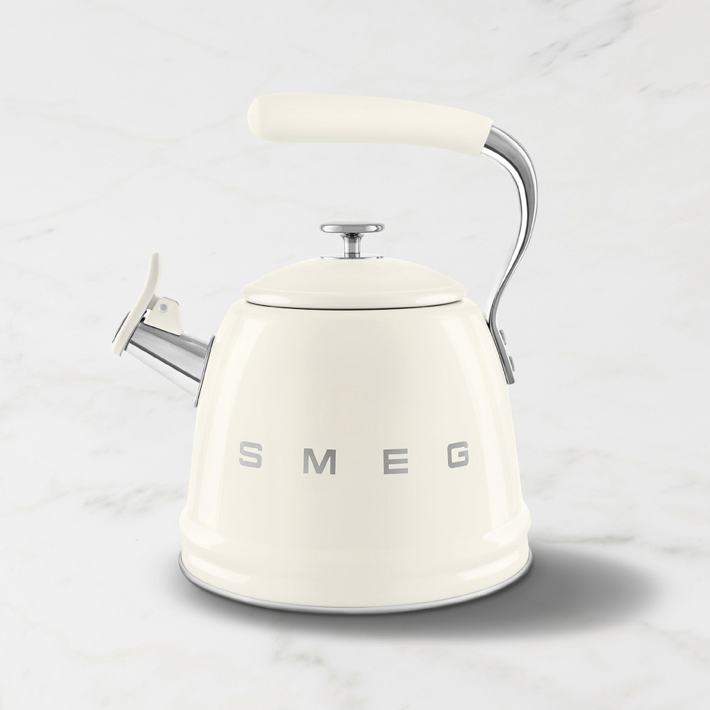 SMEG Cream Stainless-Steel Whistling Tea Kettle, 2 1/2-Qt.