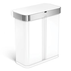 simplehuman™ Dual Compartment 58L Voice & Motion Sensor Can, White