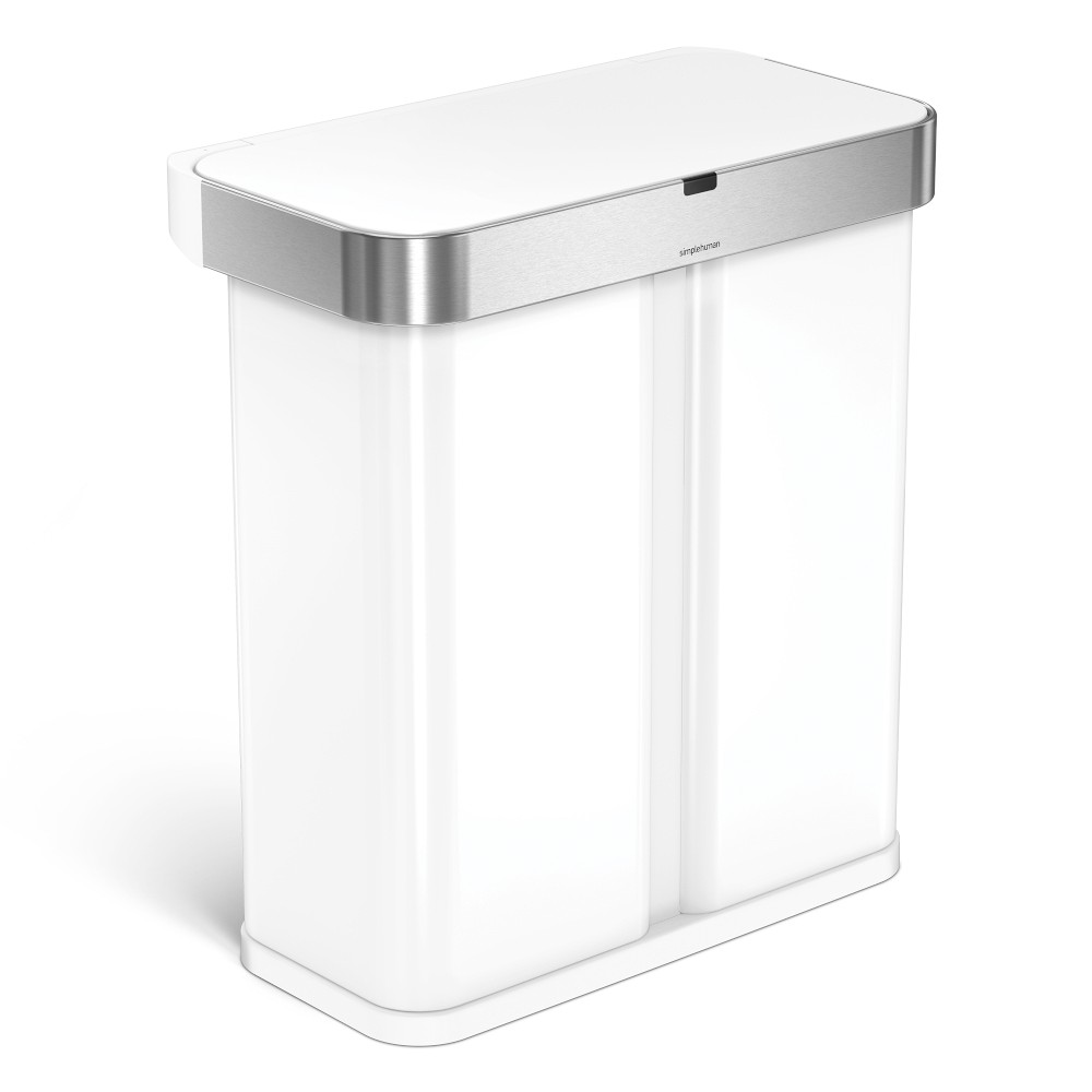 simplehuman™ Dual Compartment 58L Voice & Motion Sensor Can, White