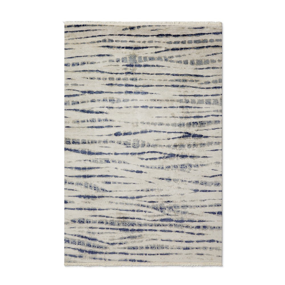 Shibori Hand Knotted Rug, Blue