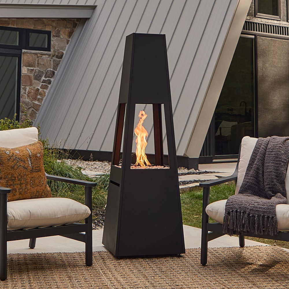 Alpine Outdoor Fire Chiminea, Black