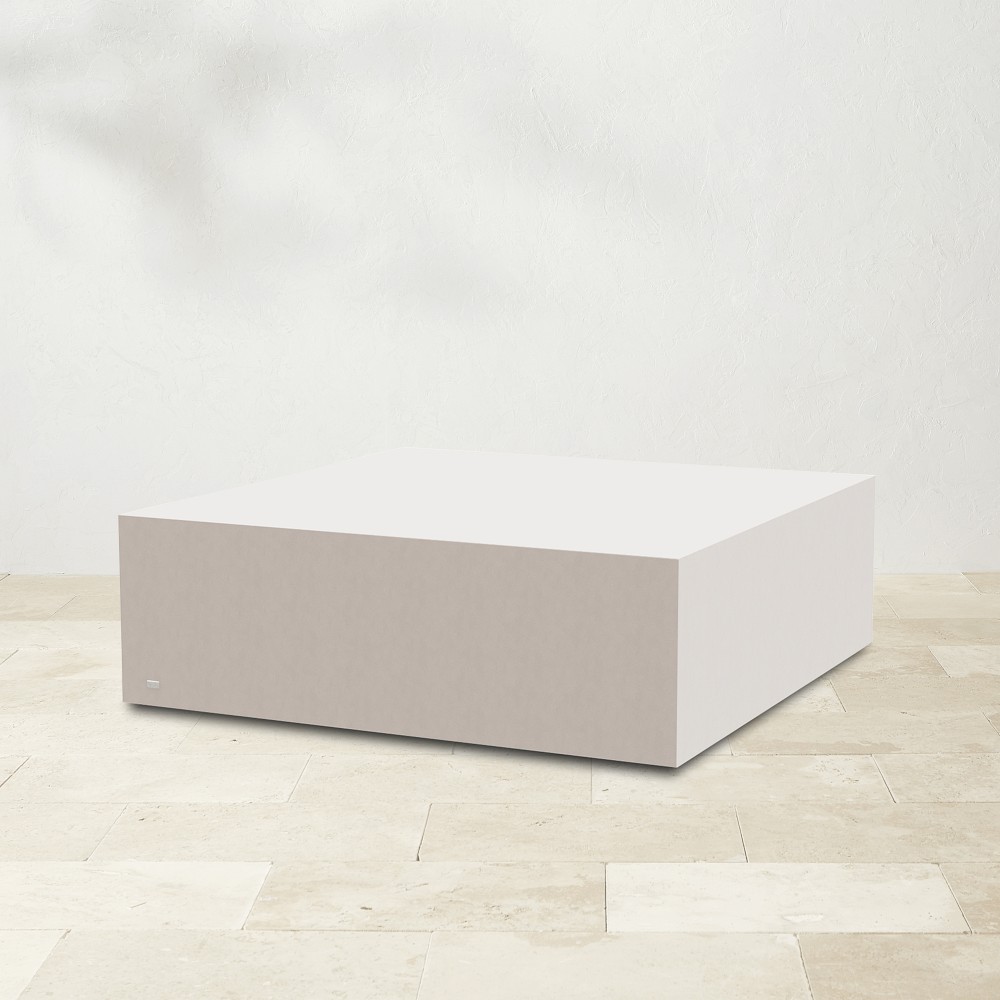Blinde Bloc 39" Square Coffee Table, Bone