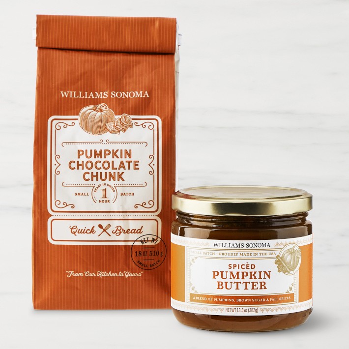 Williams Sonoma Pumpkin Chocolate Chunk Quick Bread Mix & Spiced Pumpkin Butter