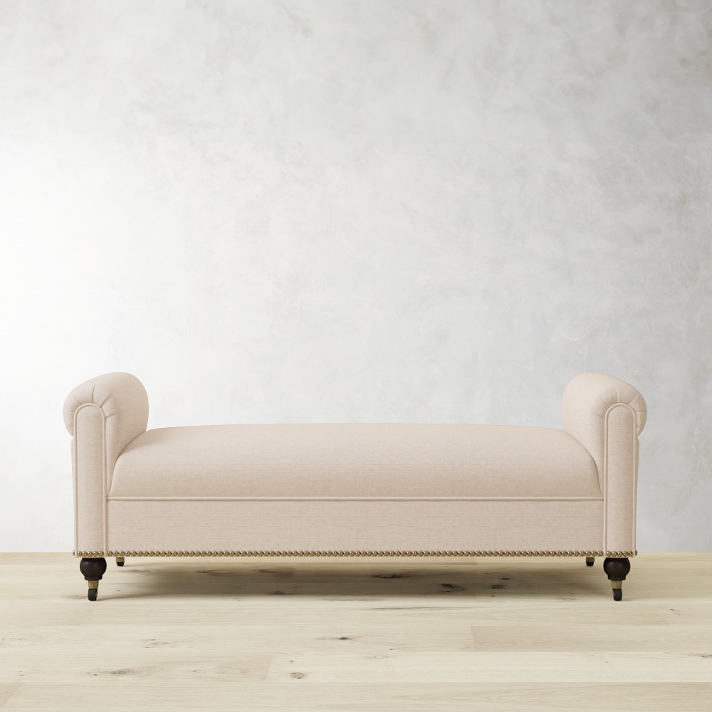 Soho Roll Arm Bench (63") - Oatmeal, LIBECO Belgian Linen