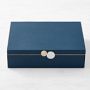 Blue Faux Leather Jewelry Box
