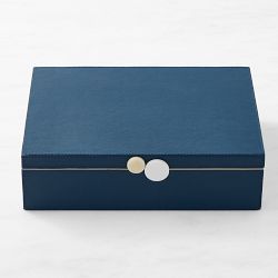 Blue Faux Leather Desk Accessories