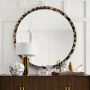 Horn and Bone Round Mirror
