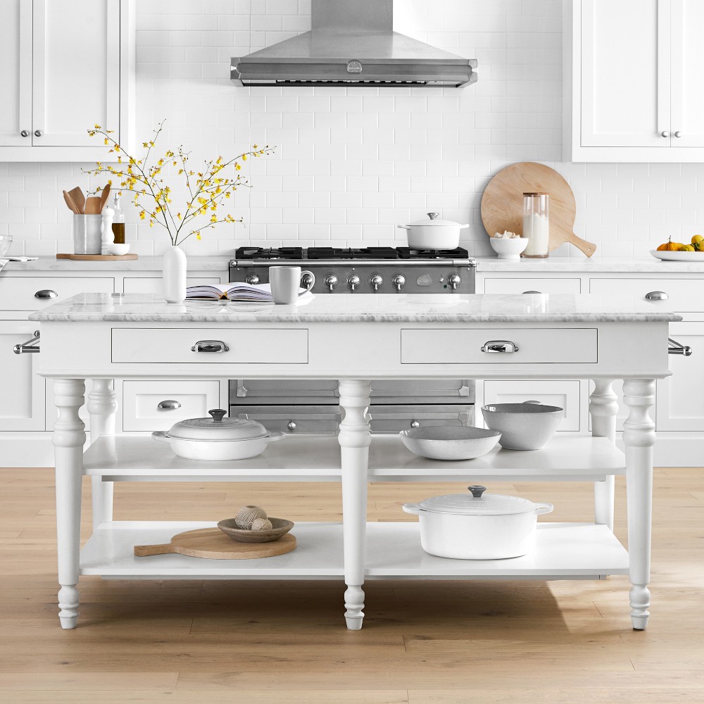 Larkspur Marble-Top Kitchen Island (72&quot;)