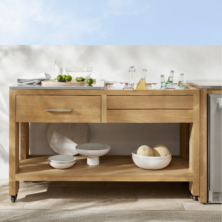 Larnaca Outdoor Teak Prep Table (58&quot;)