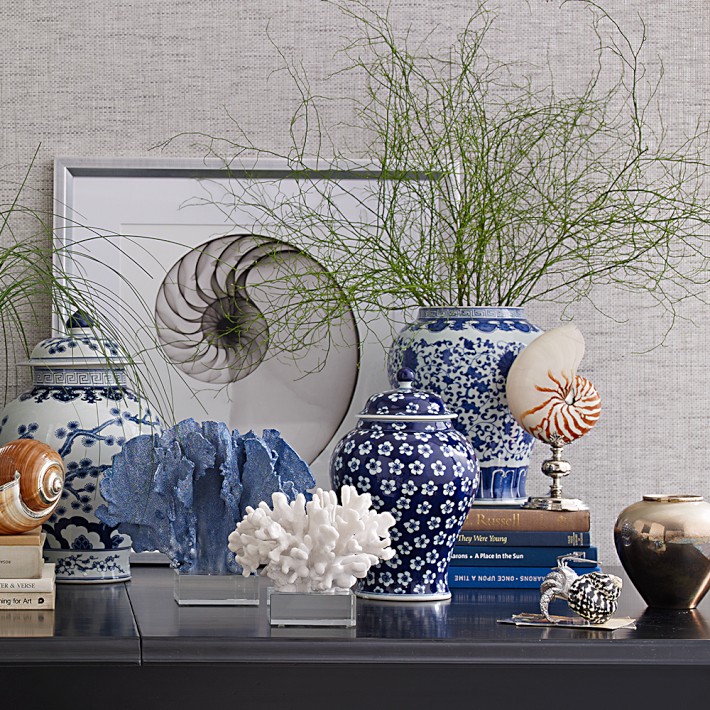 White Coral On Glass Stand