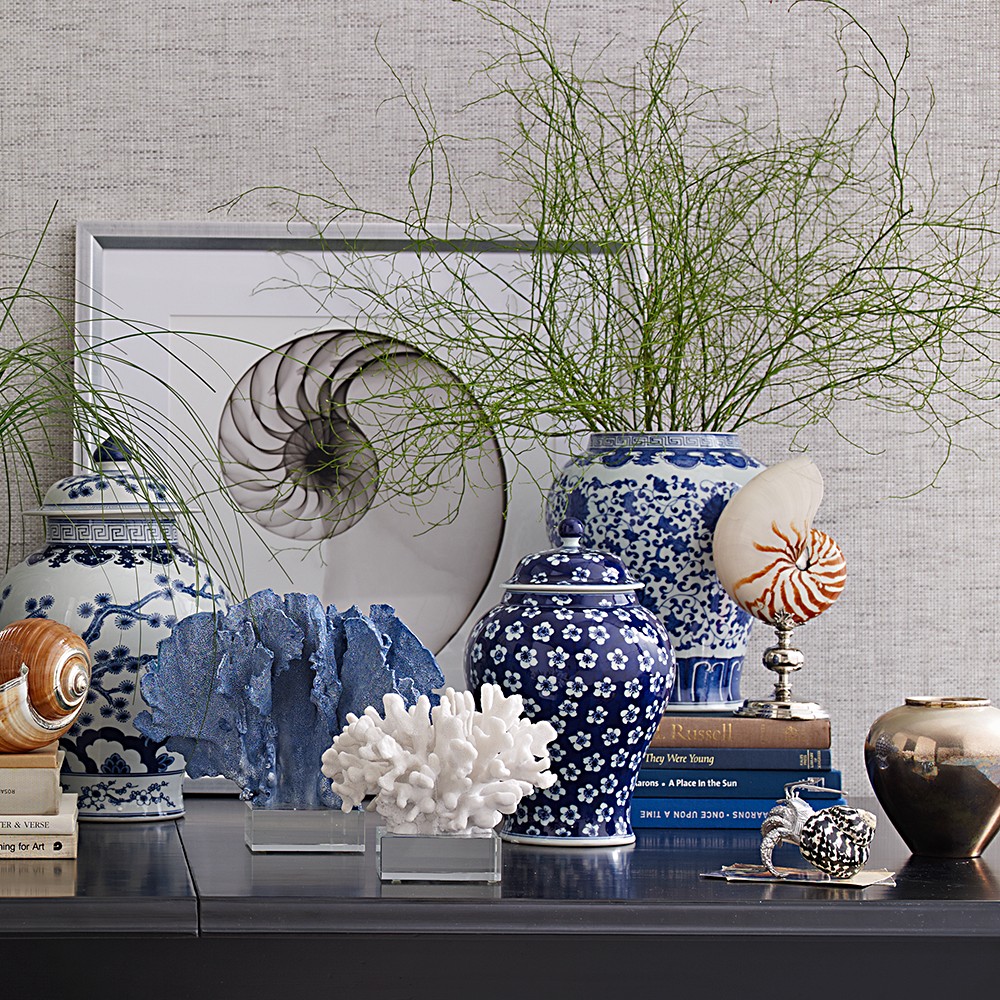 White Coral On Glass Stand