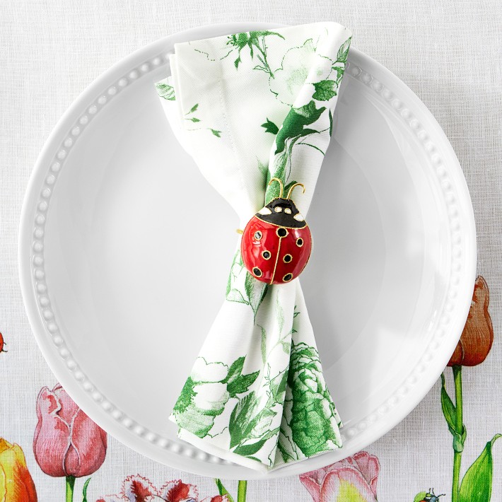 Cloisonn&#233; Ladybug Napkin Rings, Set of 4