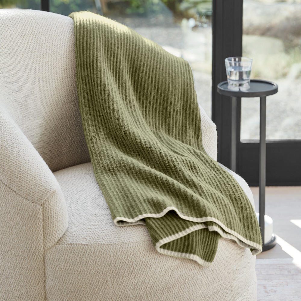 Eco-Friendly Contrast Edge Cashmere Knit Throw