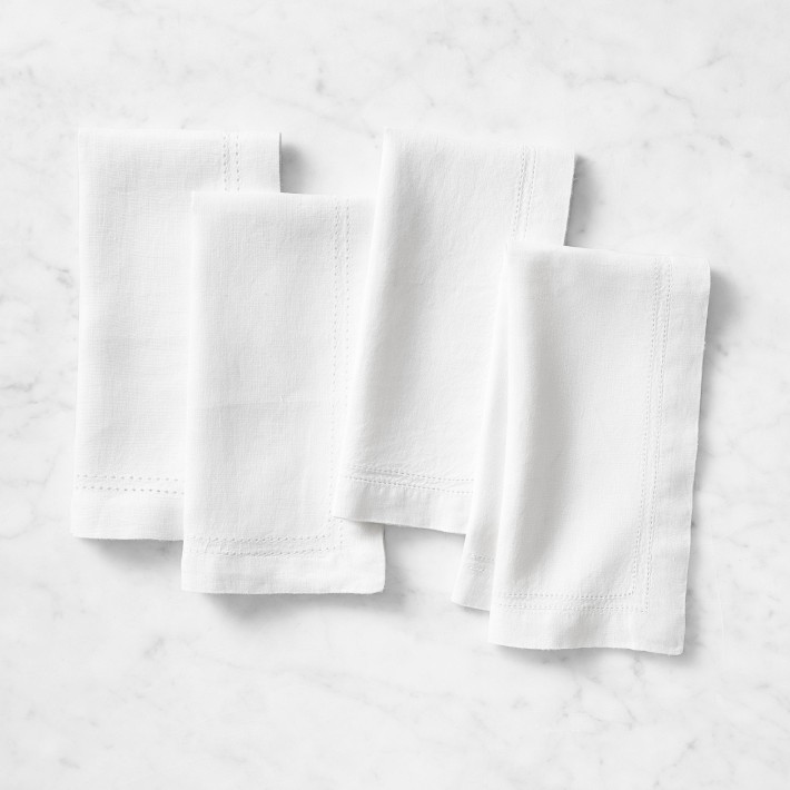 William Sonoma Linen Double Hemstitch Napkins, Set of 4