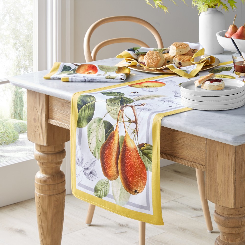 Autumn Harvest Jacquard Table Runner, 16" X 108", Apple & Pear