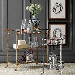 Truman Round Bar Cart, Polished Nickel (20&quot;)